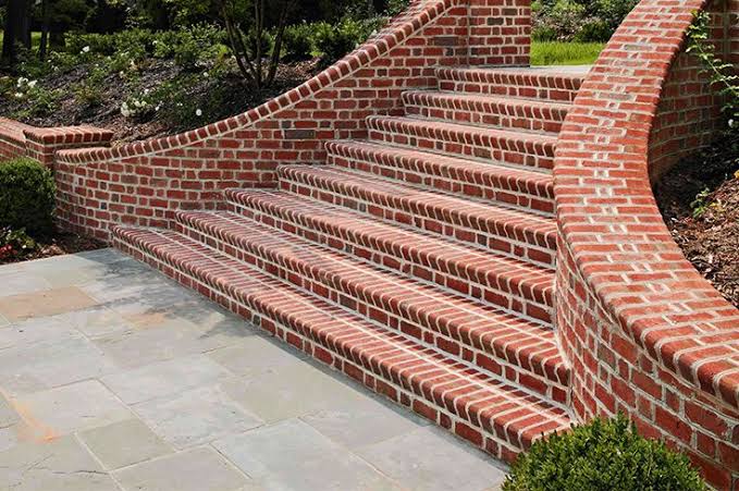 Professional brick steps work